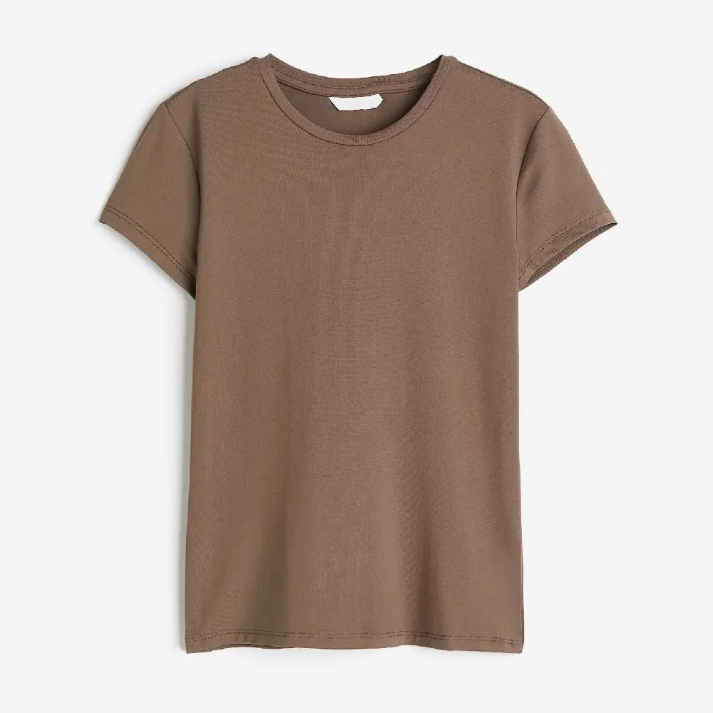 

Футболка H&M Fitted Microfiber, темно-бежевый
