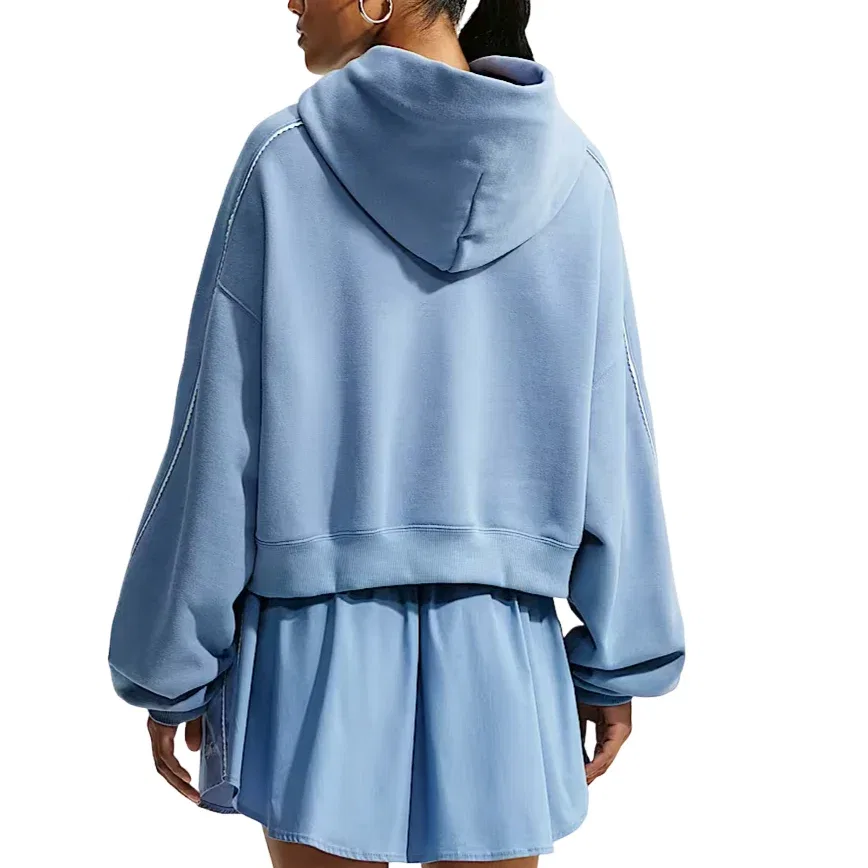 Женское худи Studio Fleece Medium Weight Graphic Pack Cropped Hoodie 'Work Blue Sail' Nike, Work Blue/Sail — фото 3