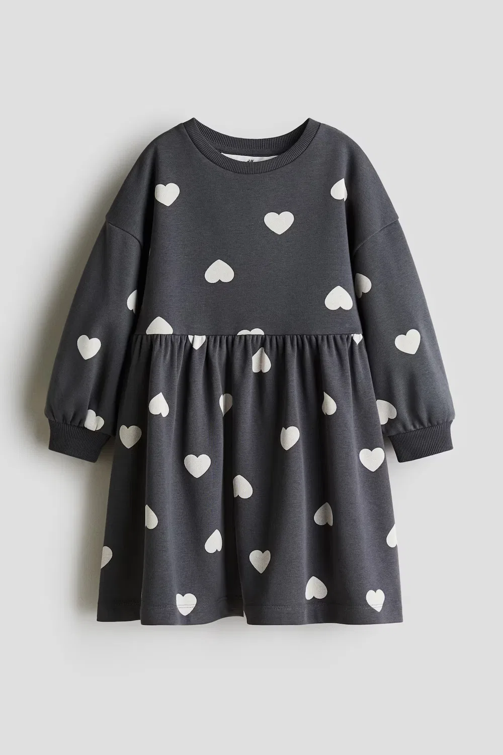 Платье-Толстовка оверсайз H&M, Dunkelgrau/Herzen
