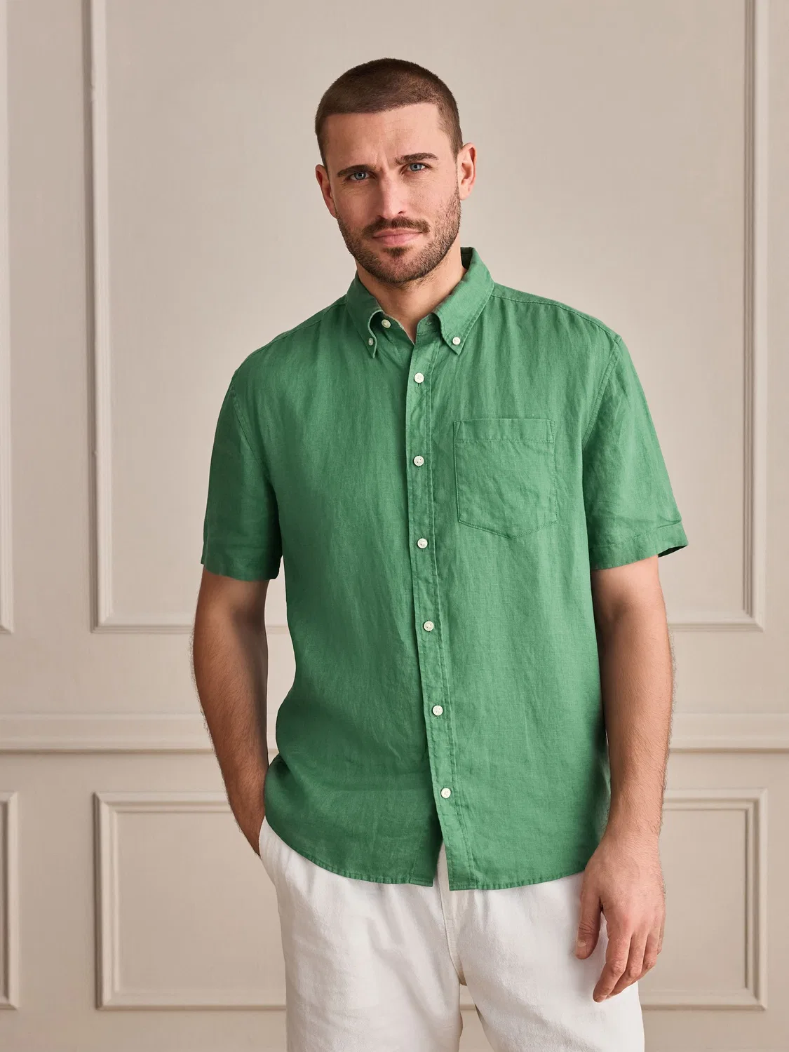 Рубашка с длинным рукавом Signature 100% Linen Next, зеленый