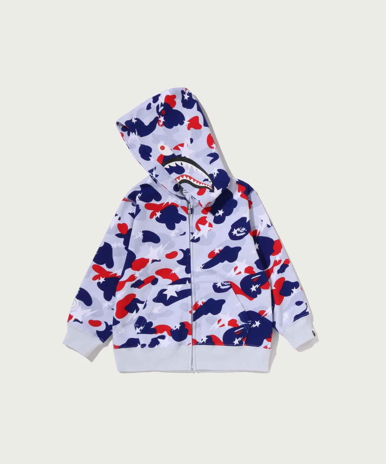Детский худи на молнии с принтом STA STRIKE CAMO SHARK ZIP HOODIE A BATHING APE, White — фото 2