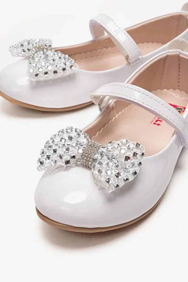 Детские балетки для девочек с ортопедической стелькой Minican, White Patent Leather — фото 2