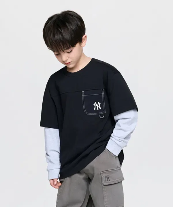 Футболка с длинным рукавом OUTDOOR BASIC с карманом, Mlb Kids, черный — фото 4