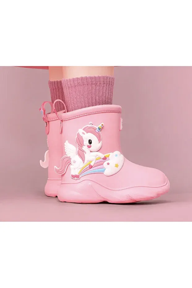 Детские сапоги для девочек с принтом Petityu, Pink — фото 2