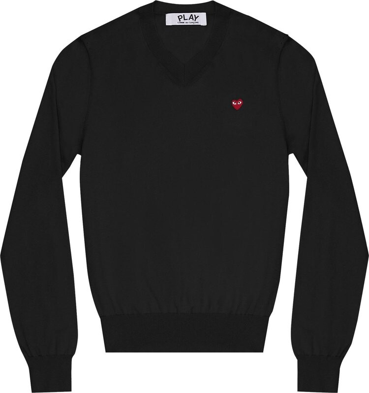 

Свитер Comme des Garçons PLAY Red Heart Patch V-Neck Sweater 'Black', черный