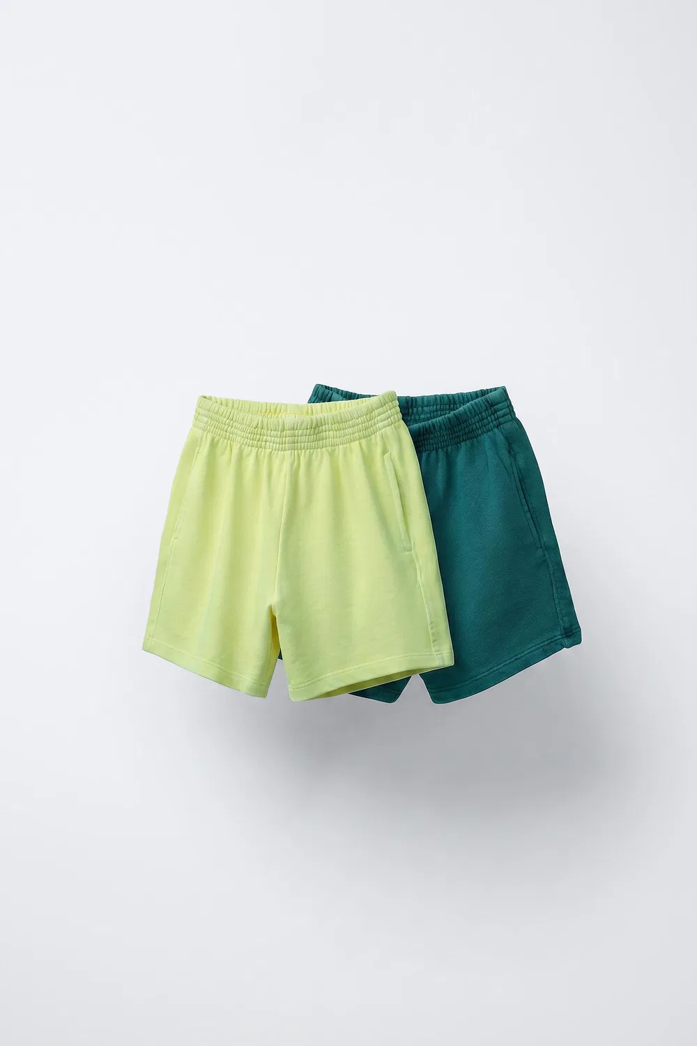 Комплект из двух однотонных шорт-бермудов ZARA, Fluorescent Lime