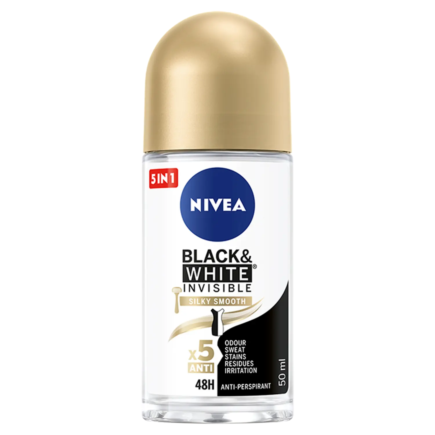 

Nivea Black & White Invisible Silky Smooth женский шариковый антиперспирант, 50 мл