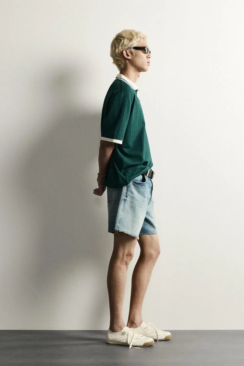 Поло свободного кроя с вышитым текстом. ZARA, Bottle green — фото 4