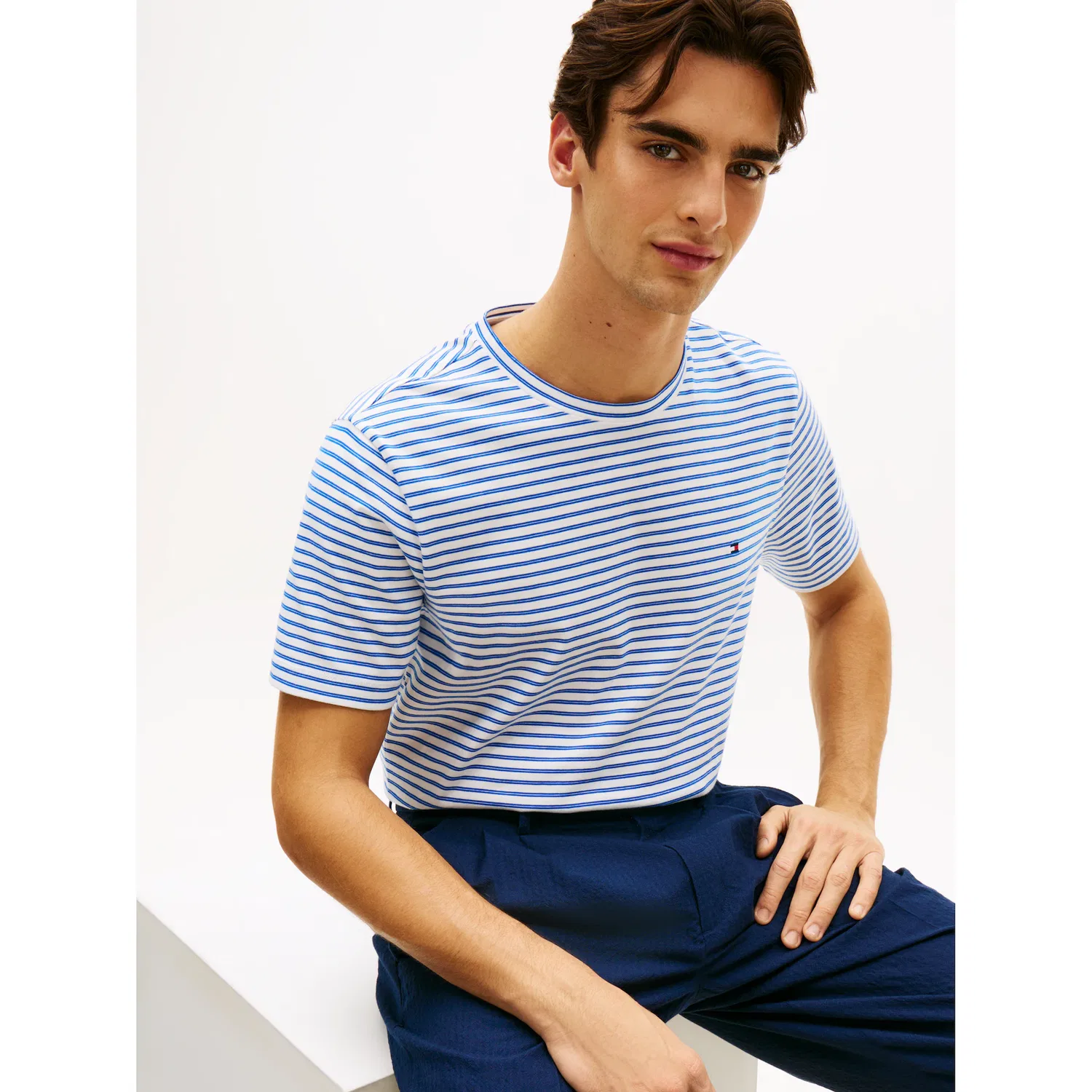 Мужская футболка в полоску Tommy Hilfiger, White/Regal Blue Stripe — фото 2