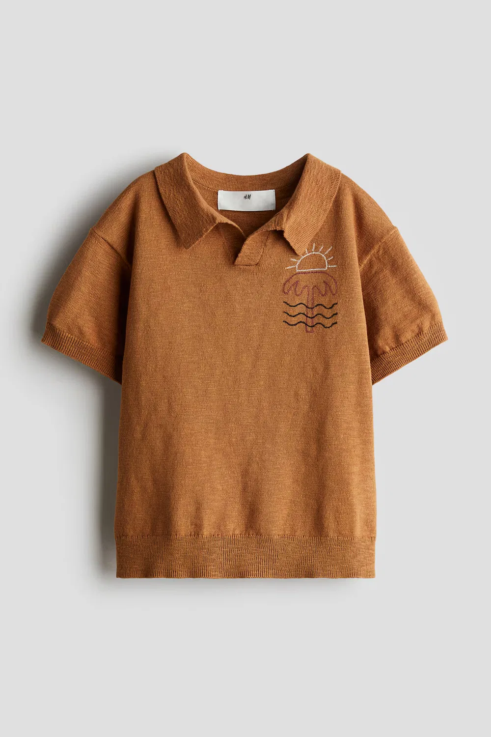 Вязаная рубашка-поло H&M, Rostbraun/Palme