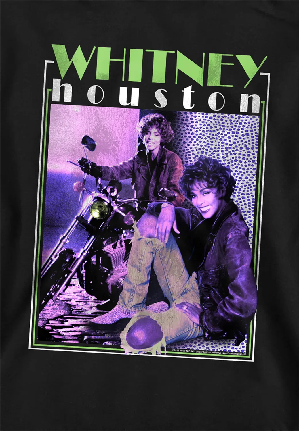 Детский худи с принтом Motorcycle Queen Whitney Houston, Black — фото 2