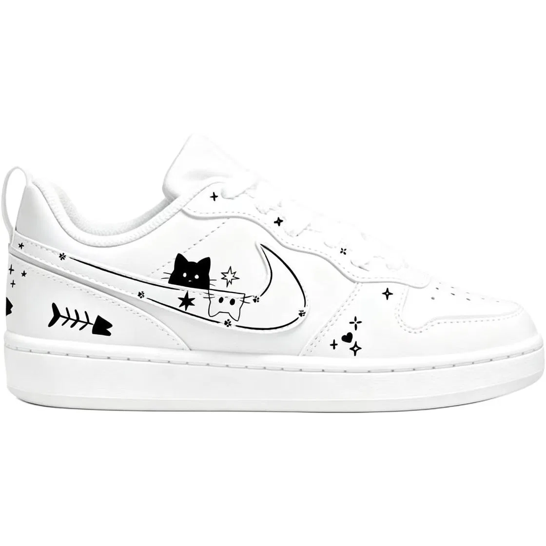 Детские кеды с принтом Nike, Black White — фото 3