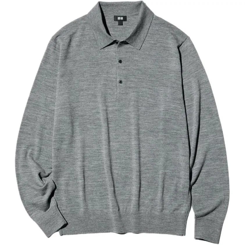 Мужское поло из хлопка с коротким рукавом UNIQLO, 05 Sky Gray