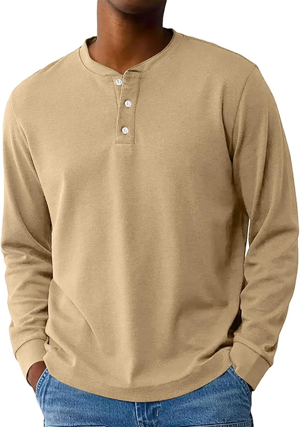 Мужская футболка с длинным рукавом и поло Henley Generic, Khaki