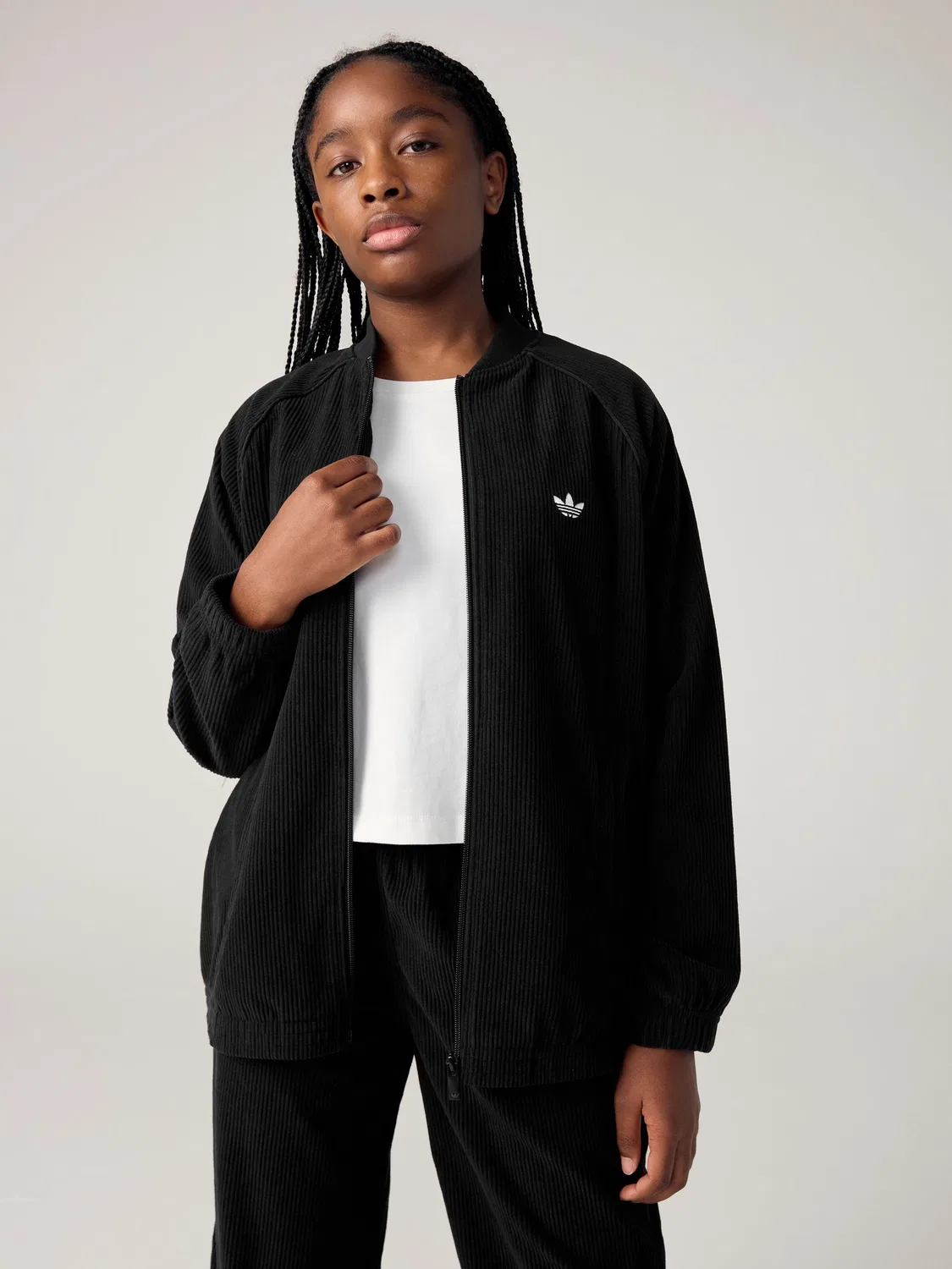 Куртка из вельвета, свободная, adidas Originals, черный