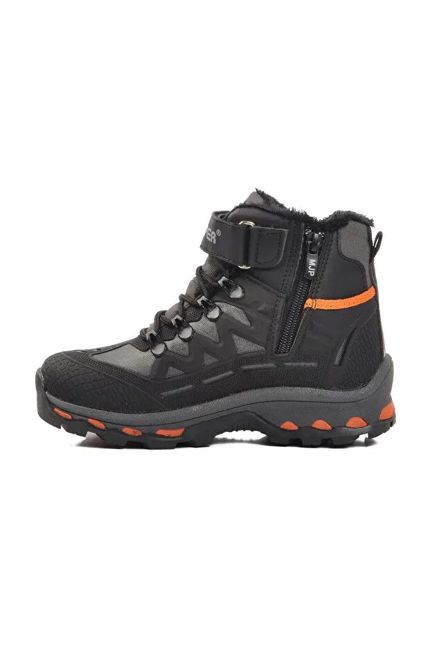 Детские ботинки для девочек с липучкой Ayakmod, Black-Smoked-Orange — фото 2