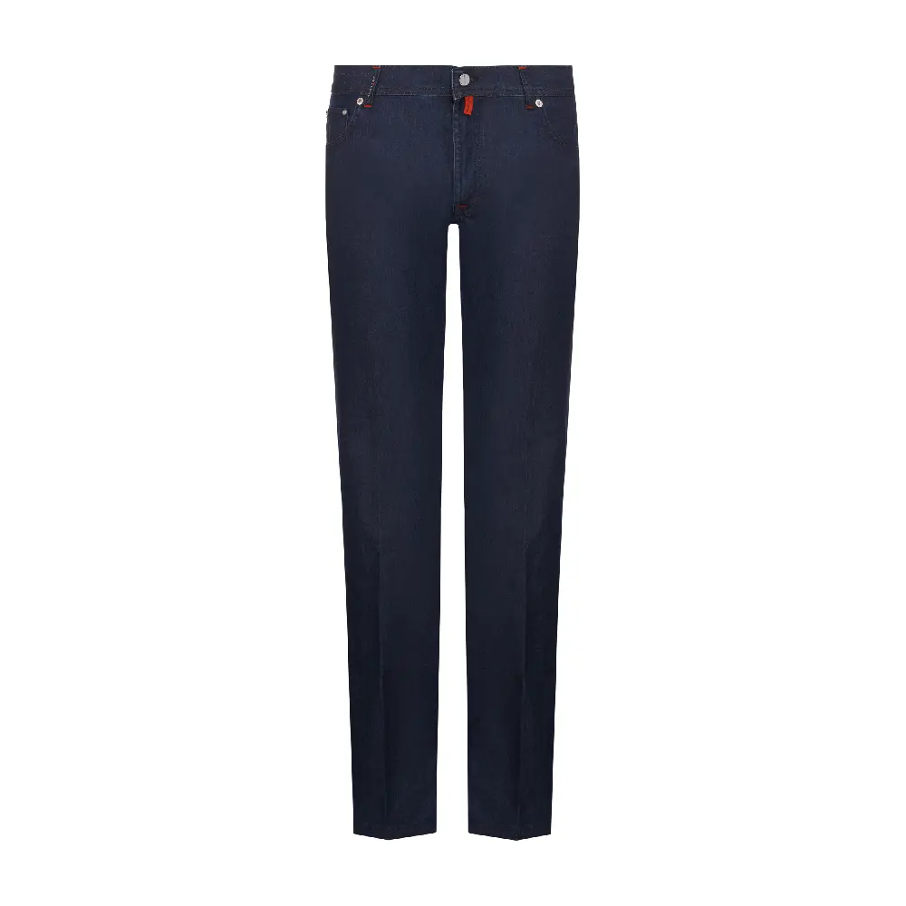 

Джинсы Kiton Straight Leg With Logo, темно-синий