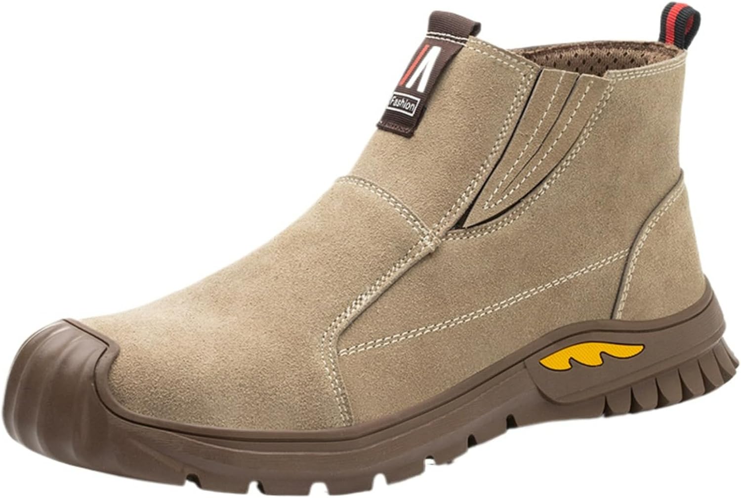 

Мужские ботинки MACEFIL с металлическим носком, средний верх, без застежки, промышленного класса, из замши, противоскользящие, хаки