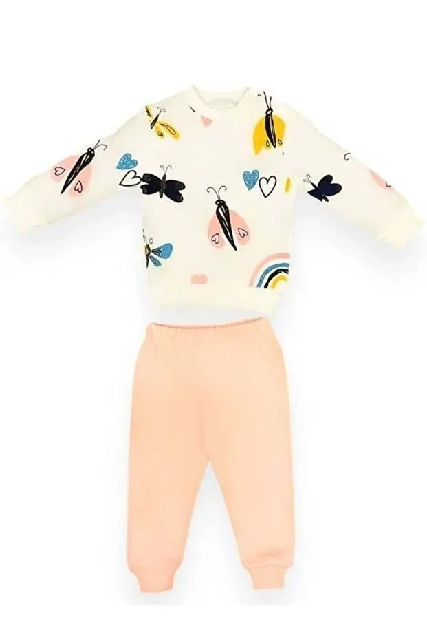Детский комплект спортивного костюма для девочек хлопковый Butterfly Zekids, Powder