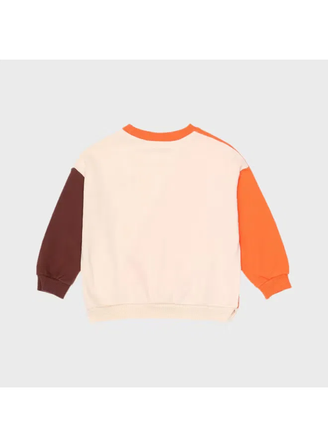 Свитшот без капюшона с длинным рукавом с цветными блоками Zara, оранжевый — фото 3