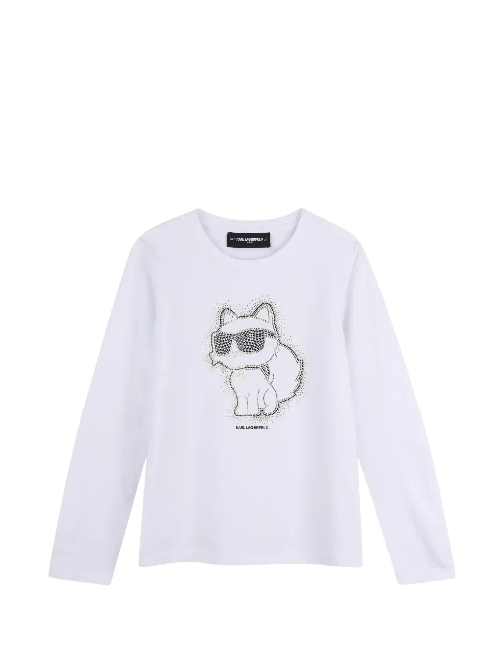 Футболка Choupette с длинными рукавами и стразами Karl Lagerfeld Kids, белый