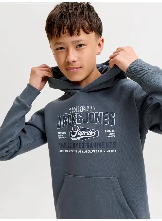 Свитшот с принтом для мальчиков Jack & Jones Junior, серый