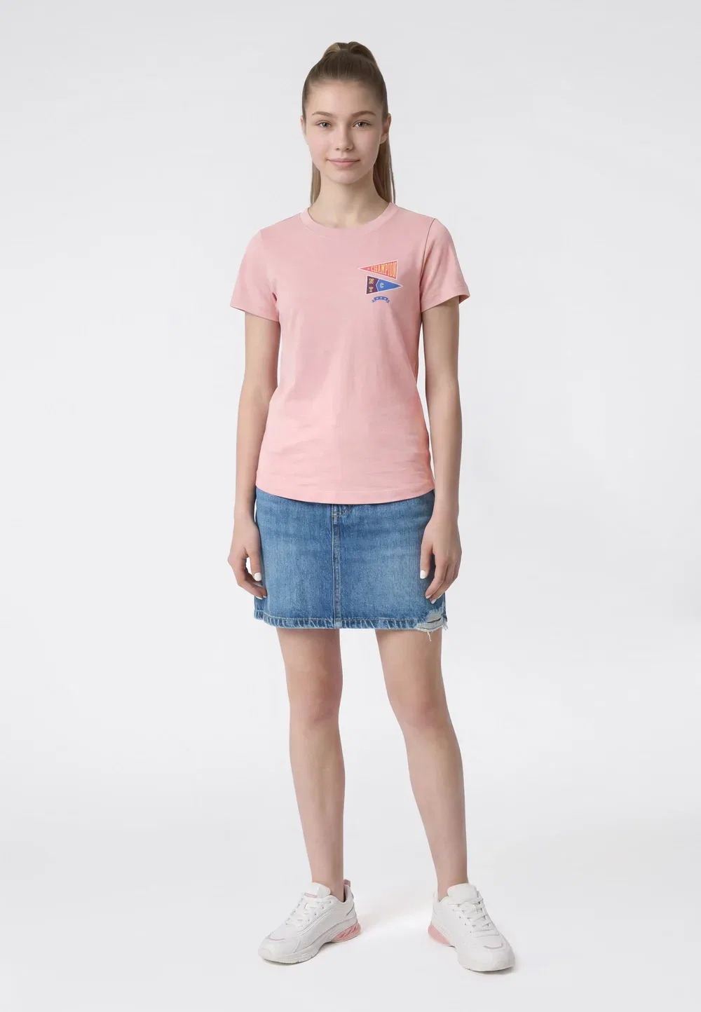 Стандартный крой - футболка с принтом Champion, Light Pink — фото 2