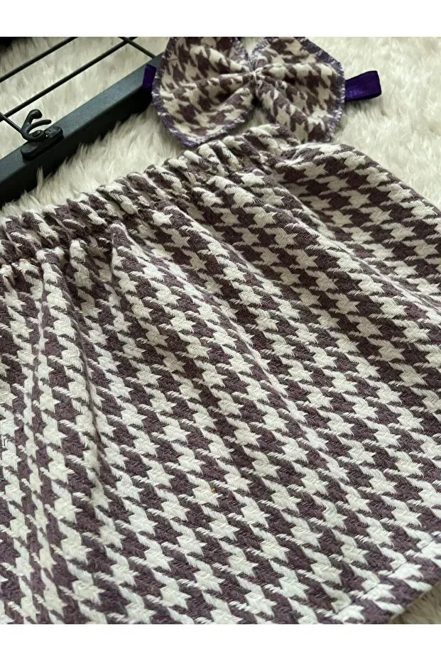 Детский комплект для новорожденных с принтом Houndstooth skirt and bandana set Bahnur, Purple — фото 2