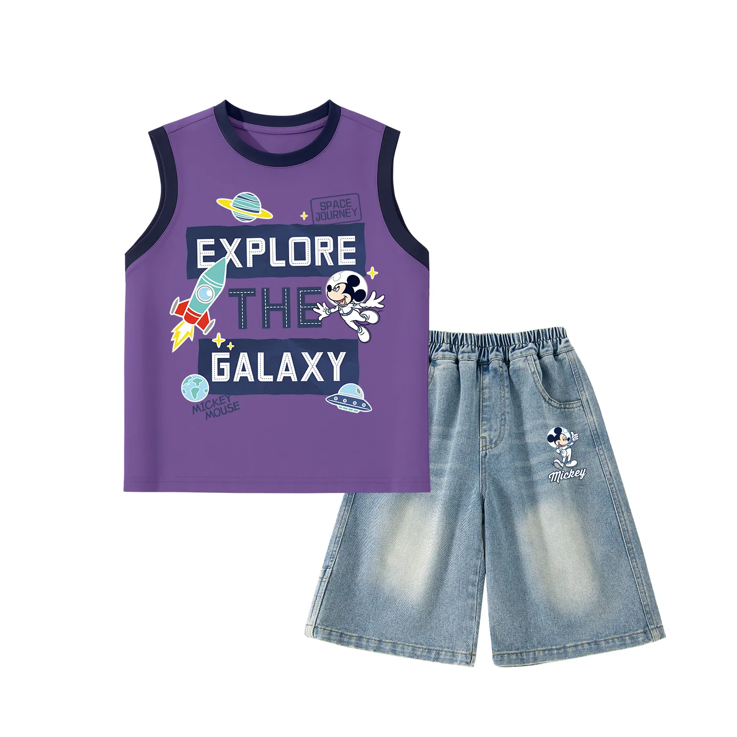 Детский спортивный костюм с круглым вырезом, Disney, Dazzling Rose Red+Dazzling Eye-Catching Denim Blue — фото 3