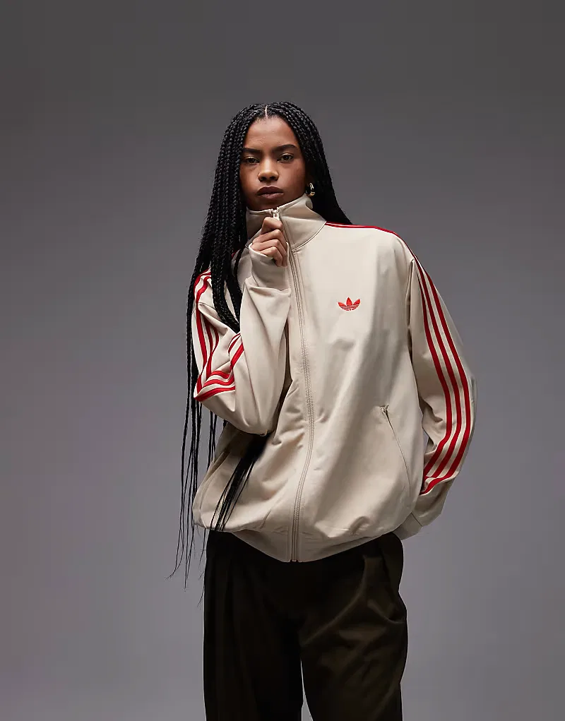 Куртка спортивная Firebird Adidas Originals, бежевый/красный — фото 4