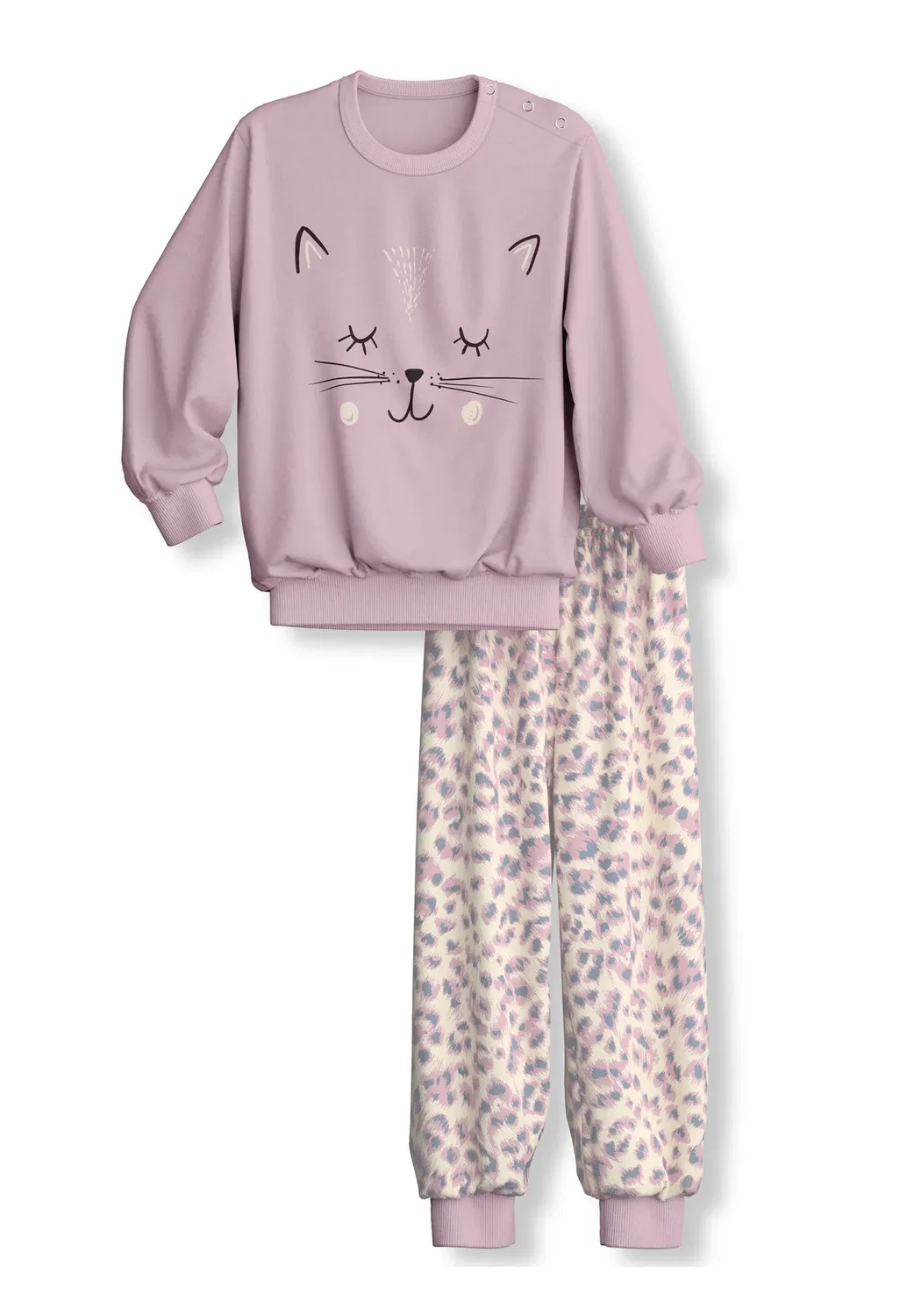 Детский пижамный комплект с кошачьей тематикой - пижамный комплект Calida, Dawn Pink