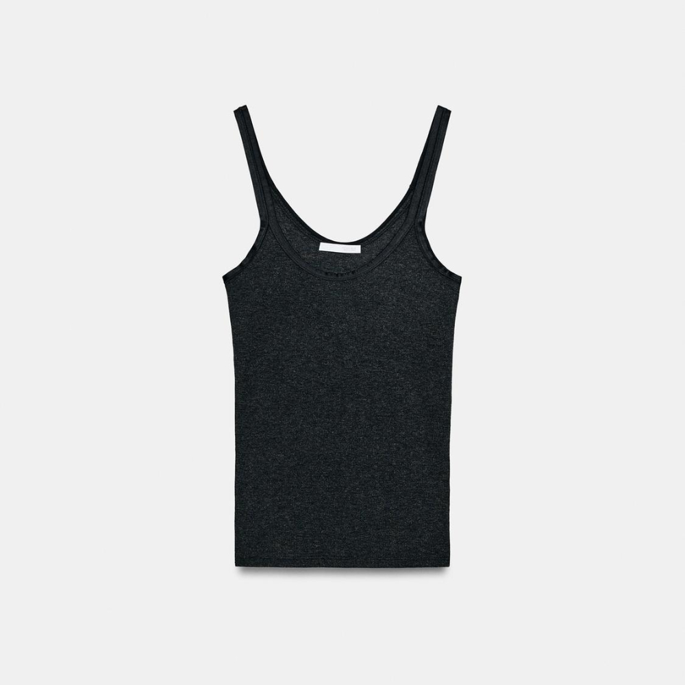 

Топ Zara Ribbed Vest, темно-серый