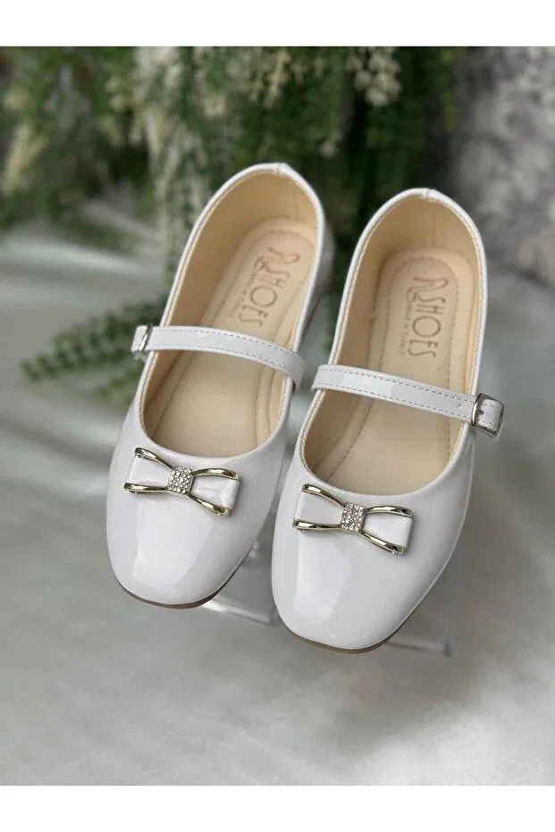 Детские балетки для девочек с бантом Shoes, Bright White — фото 2
