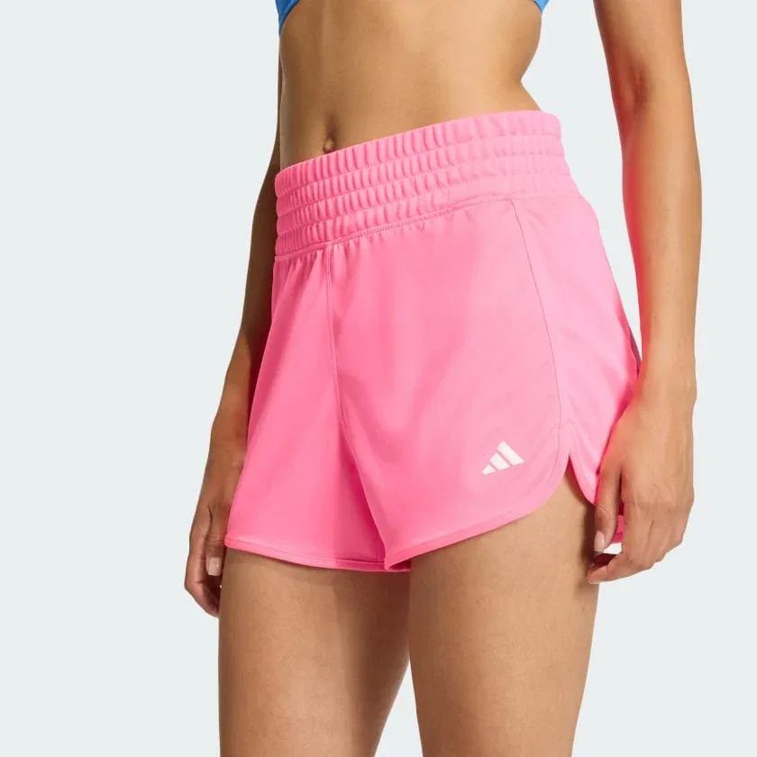 Женские спортивные шорты с высокой посадкой и боковыми разрезами Pacer Essentials Knit adidas, Lucid Pink / White — фото 4