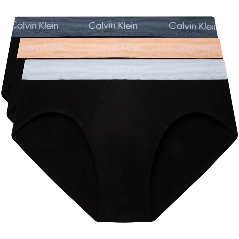 Мужской комплект трусов 3 шт Calvin Klein, VXQ-Black Base Pink Waistband/Black Sole Light Blue Waistband/Black Sole Dark Blue Waistband