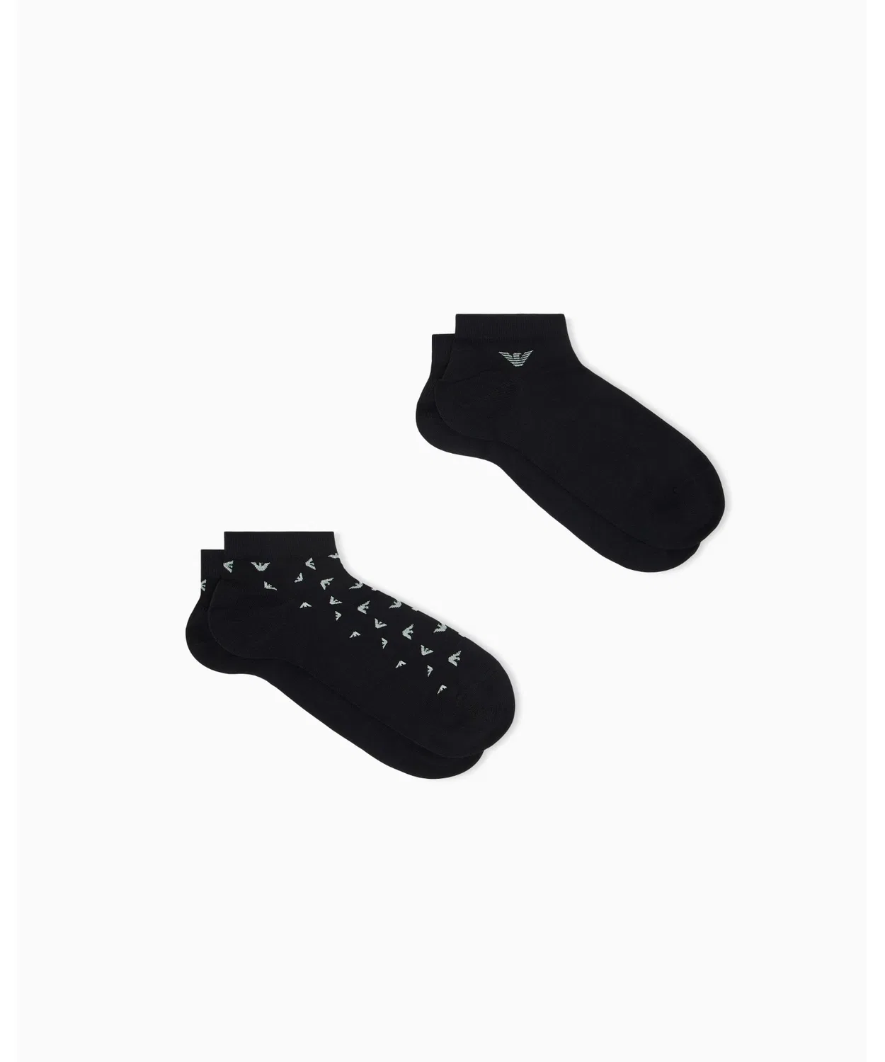 Мужские носки-слипоны с логотипом, 2 пары EMPORIO ARMANI, Black