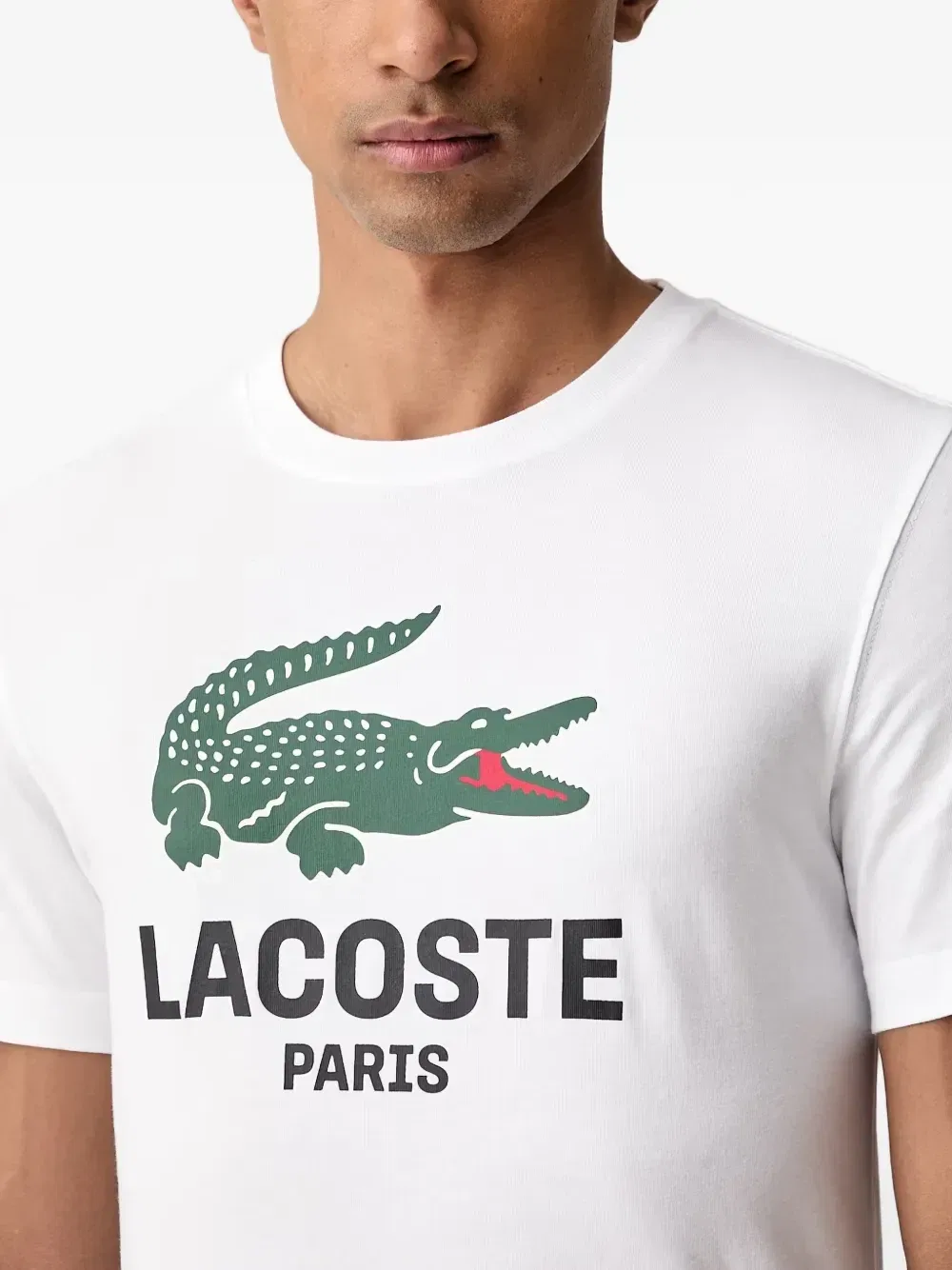 Хлопковая футболка с принтом Lacoste, белый — фото 4