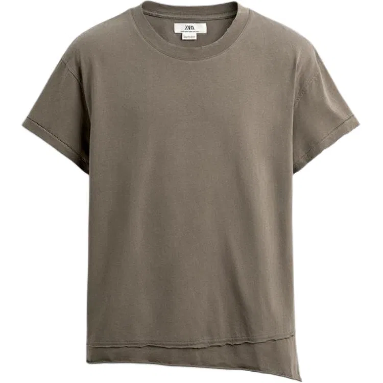 Мужская футболка с круглым вырезом Beige ZARA, Бежевый