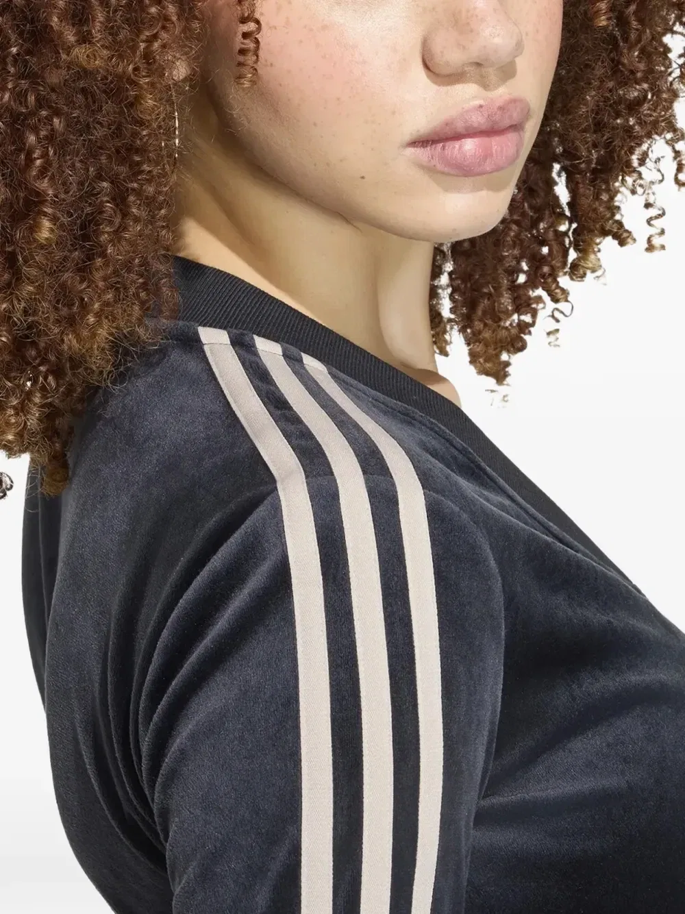 Вельветовая спортивная куртка с боковыми полосками Adidas, черный — фото 3