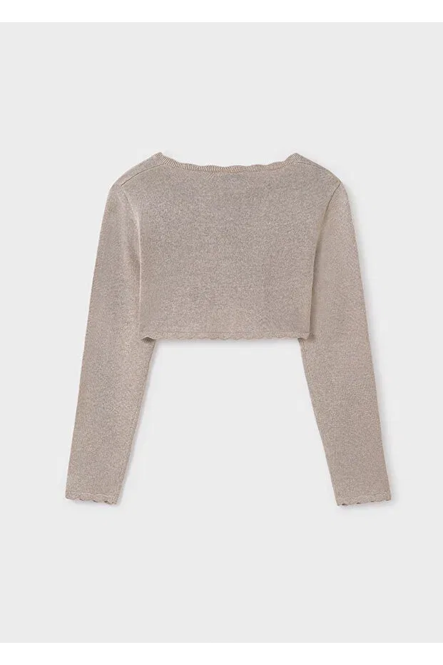 Детское вязаное болеро-кардиган для девочек Mayoral, Beige — фото 4