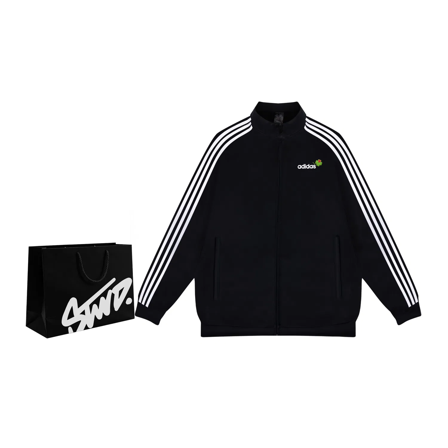 Мужская куртка Adidas с принтом, Black Four-Leaf Clover Shopping Bag — фото 3