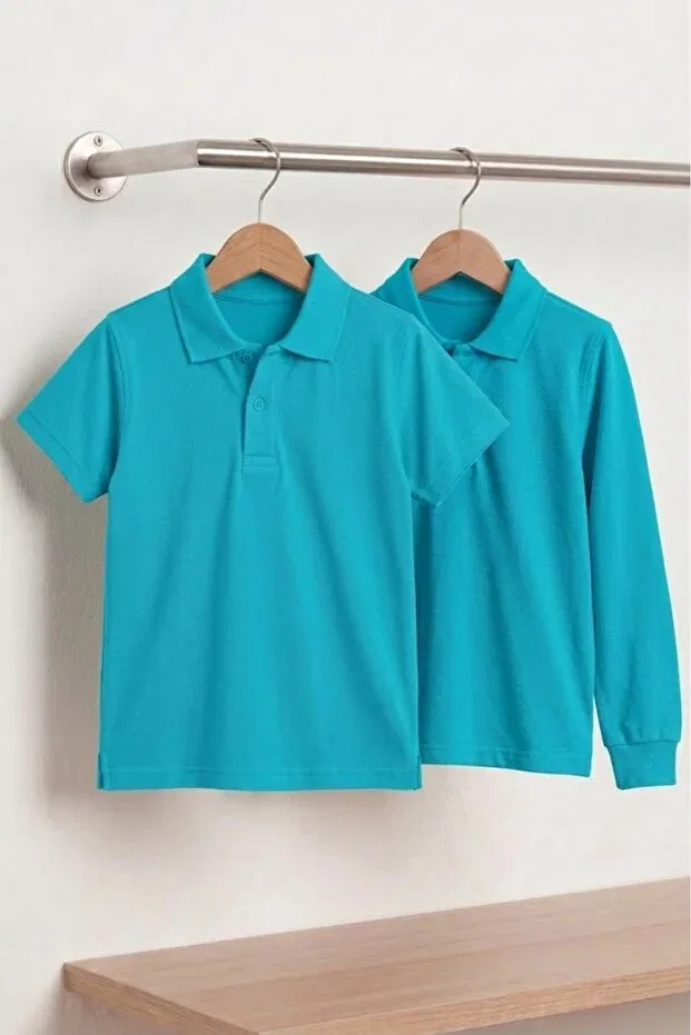 Детский комплект футболок с поло и коротким рукавом Poloyaka Nacar Store, Turquoise — фото 2