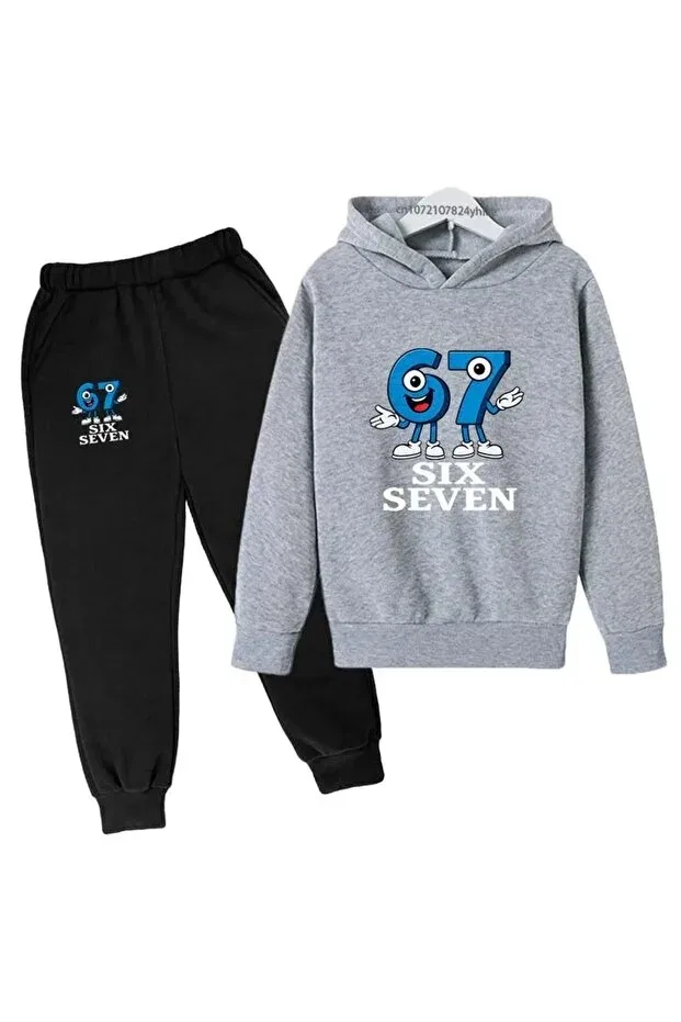 Детский спортивный комплект для девочек с принтом Funny Number Printed Svart Wear, Black