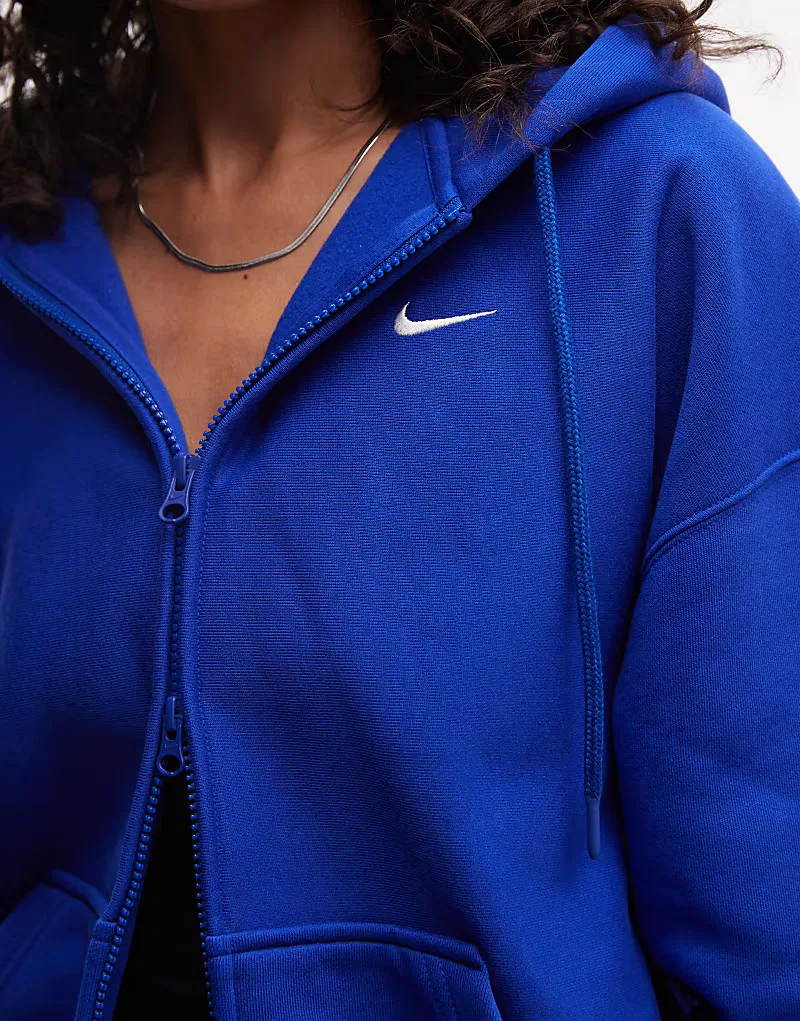 Толстовка Nike Studio Fleece из плотной флиса оверсайз на молнии, синий — фото 3