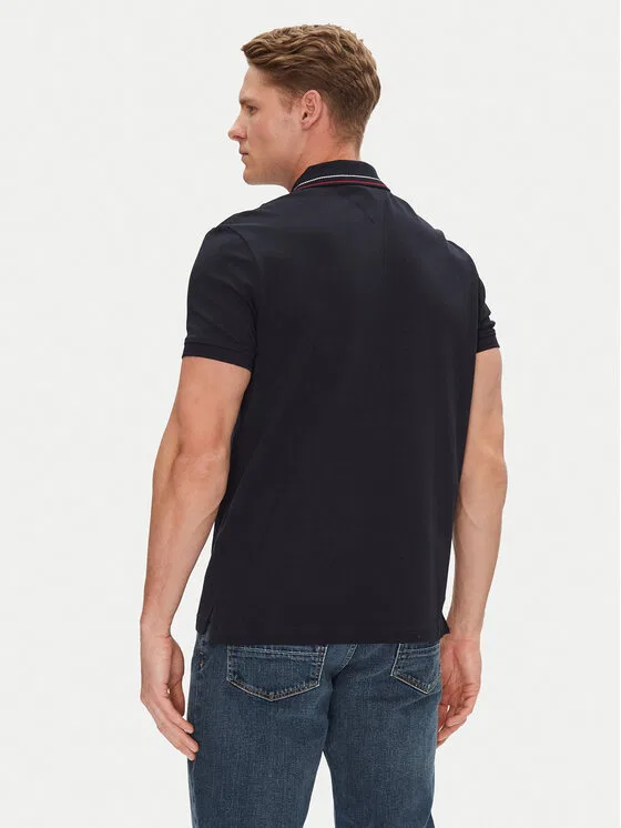 Поло regular fit Placket Interest Tommy Hilfiger, темно-синий — фото 3