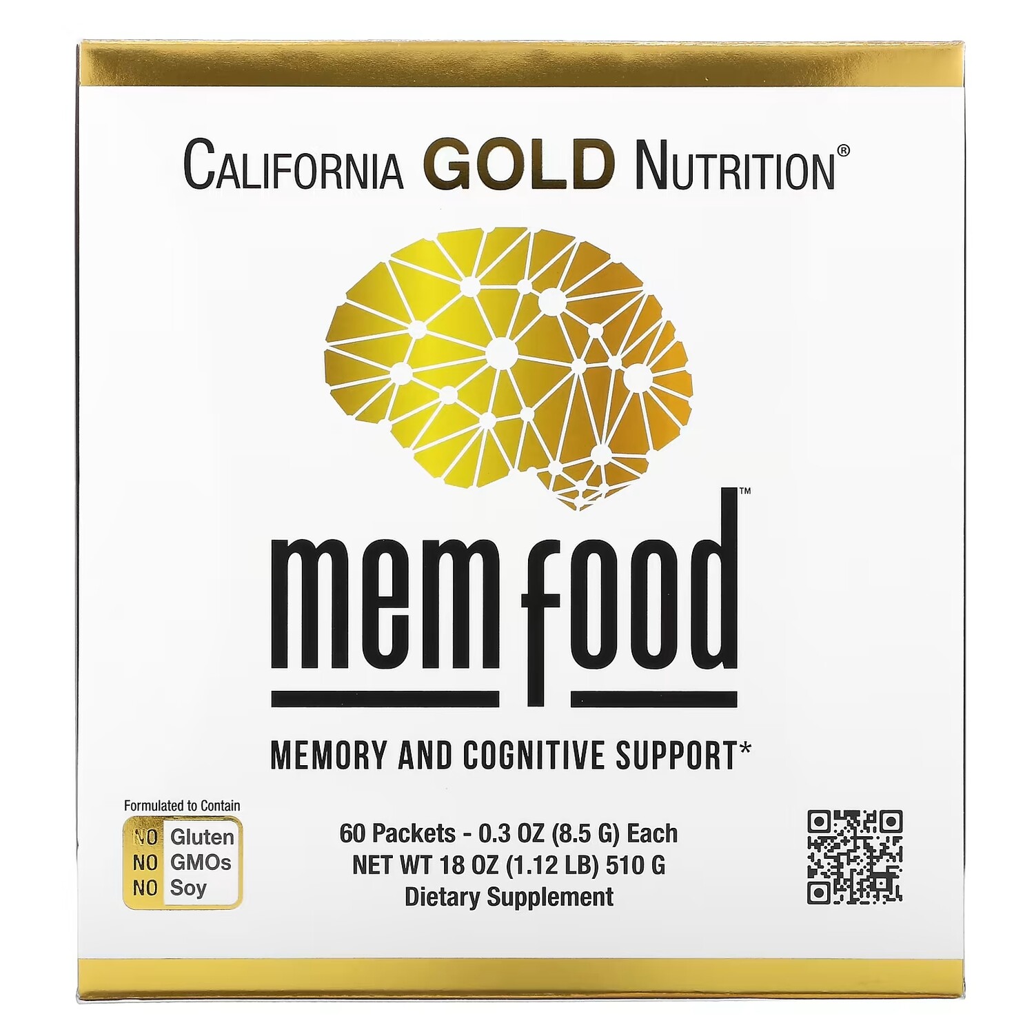 

Добавка для Поддержки Памяти и Когнитивных Функций California Gold Nutrition MEM Food, 60 пакетиков по 8,5 г