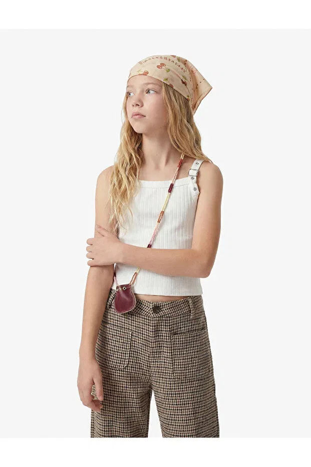 Детские брюки для девочек широкие с принтом Koton, Brown Plaid — фото 2