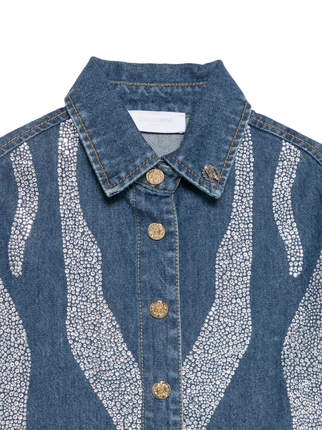 Джинсовая куртка с эффектом потертости Roberto Cavalli Junior, синий — фото 3