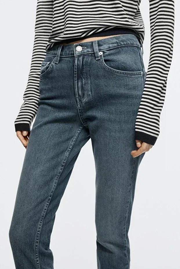 Женские джинсы зауженные с заниженной талией Massimo Dutti, Dark Blue — фото 4