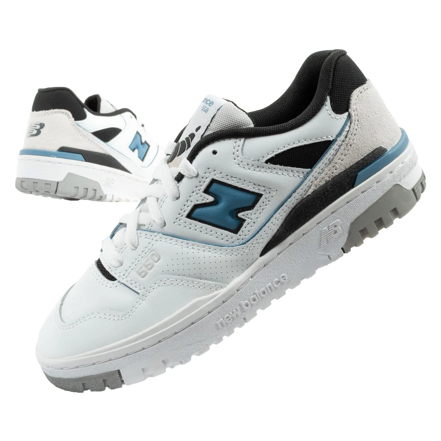 Детские кожаные кроссовки New Balance 550, Цвет Weiss Schwarz Blau